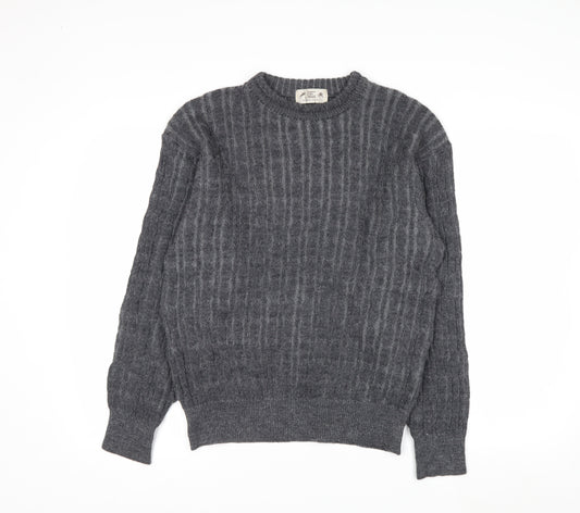 Felix Bühler Men's Grey Wool Cable-Knit Pullover Jumper L