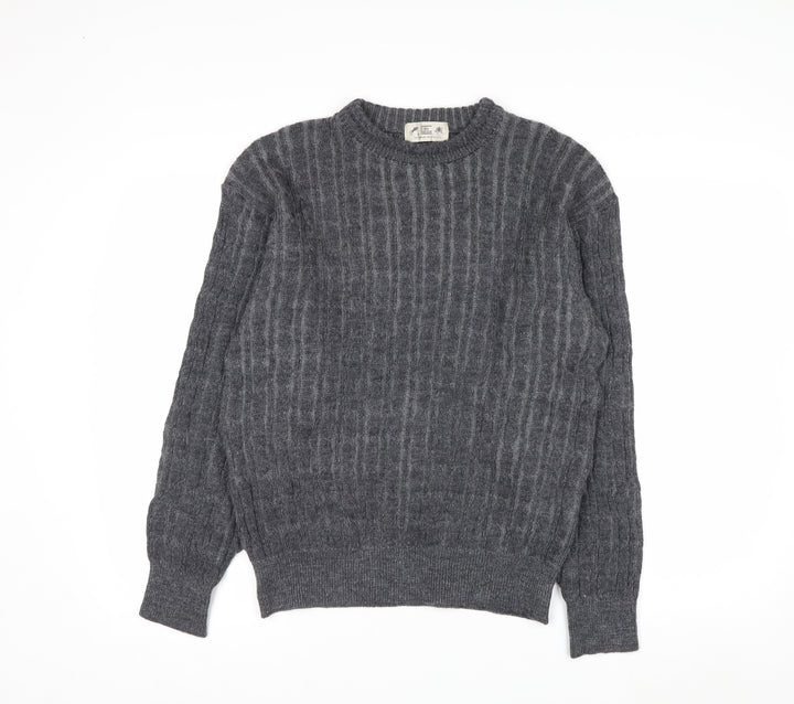 Felix Bühler Men's Grey Wool Cable-Knit Pullover Jumper L