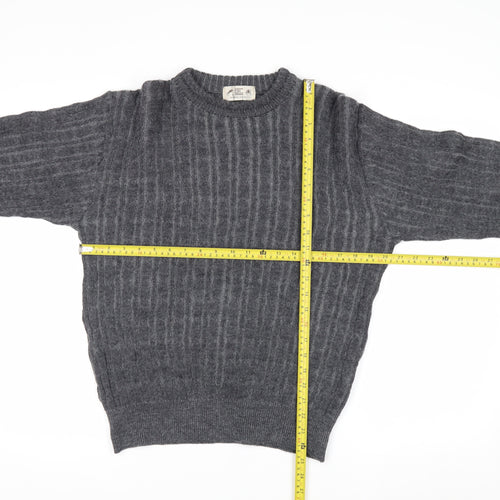 Felix Bühler Men's Grey Wool Cable-Knit Pullover Jumper L
