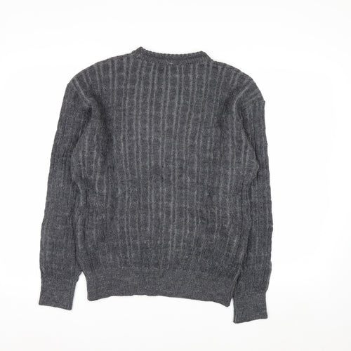 Felix Bühler Men's Grey Wool Cable-Knit Pullover Jumper L