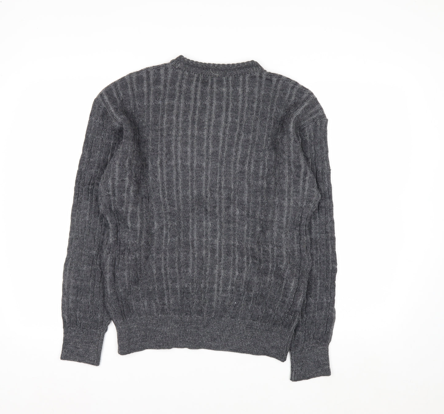 Felix Bühler Men's Grey Wool Cable-Knit Pullover Jumper L