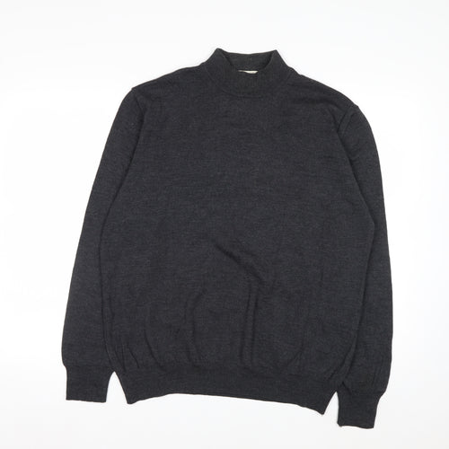 Technique Pour Homme Men's Grey Wool Mock Neck Jumper L