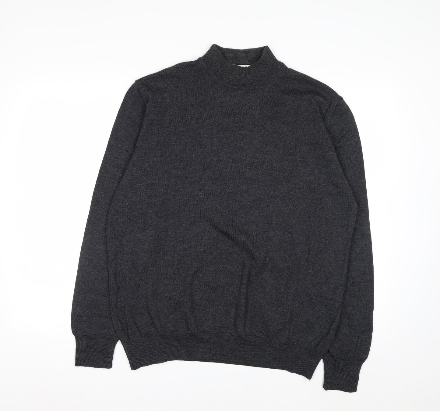 Technique Pour Homme Men's Grey Wool Mock Neck Jumper L