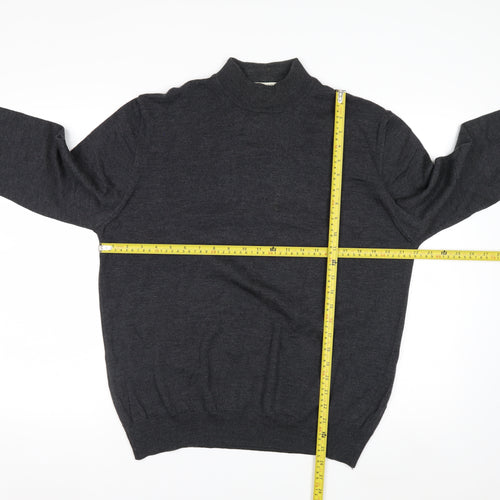 Technique Pour Homme Men's Grey Wool Mock Neck Jumper L