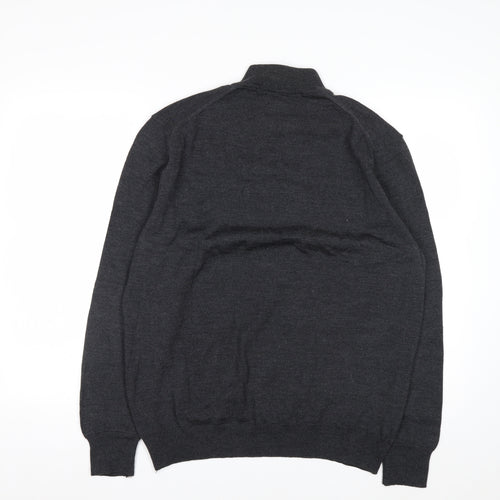 Technique Pour Homme Men's Grey Wool Mock Neck Jumper L