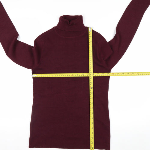 Chico's Women's Red Roll Neck Long Sleeve Pullover Jumper Size S