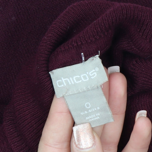Chico's Women's Red Roll Neck Long Sleeve Pullover Jumper Size S