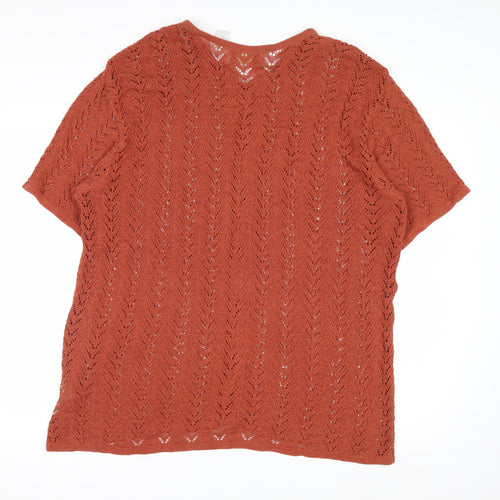 Elisabeth by Liz Claiborne Women’s Rust Open-Knit Button Cardigan Size 2 Cotton Blend