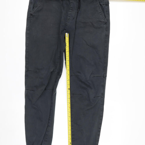 Pull&Bear Men's Black Jogger Trousers L Regular Fit Stretch