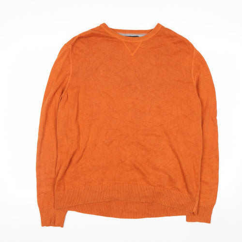 Black Brown 1826 Men's Orange XL Cotton Crew Neck Pullover Jumper
