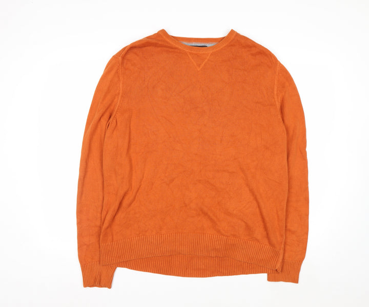 Black Brown 1826 Men's Orange XL Cotton Crew Neck Pullover Jumper