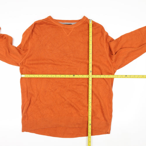 Black Brown 1826 Men's Orange XL Cotton Crew Neck Pullover Jumper