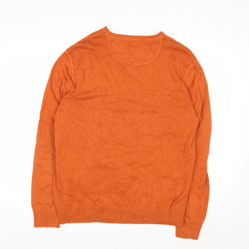 Black Brown 1826 Men's Orange XL Cotton Crew Neck Pullover Jumper