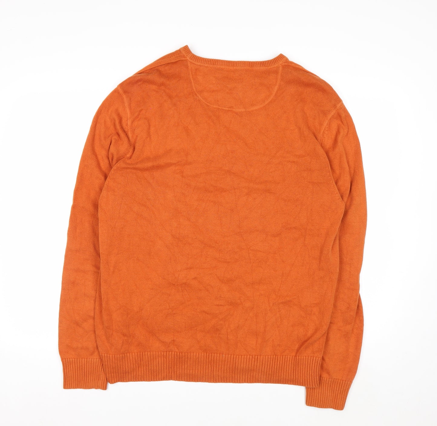 Black Brown 1826 Men's Orange XL Cotton Crew Neck Pullover Jumper
