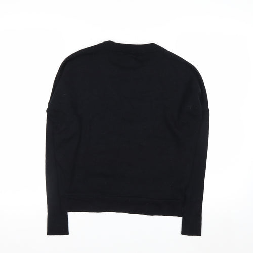 J.Crew Women's Black Wool Crew Neck Pullover Jumper XS