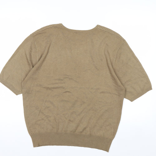 Career Essentials Women Beige Short Sleeve Pullover Jumper Size L