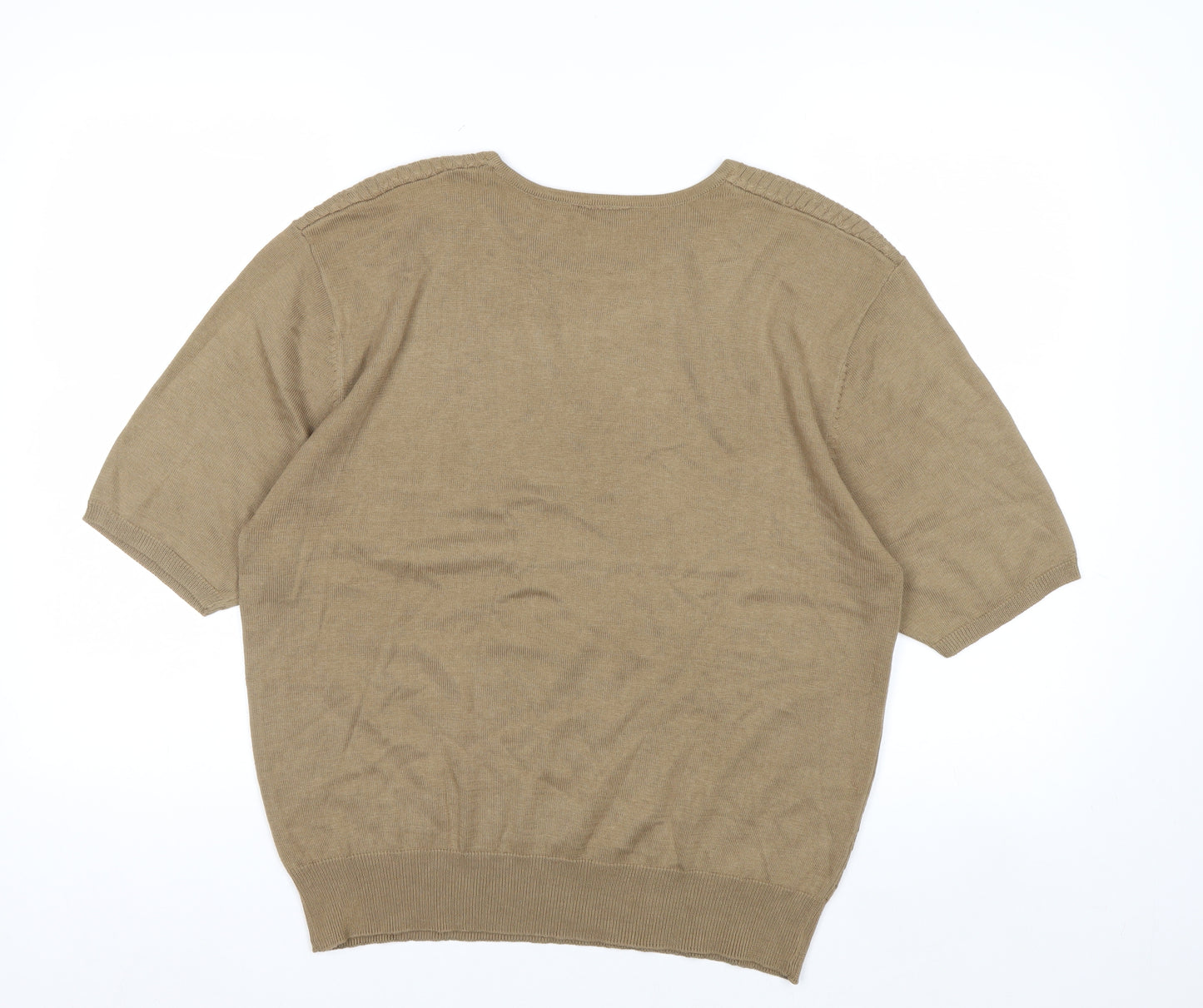 Career Essentials Women Beige Short Sleeve Pullover Jumper Size L
