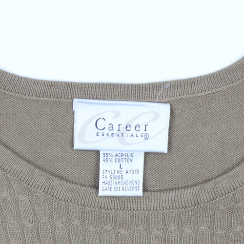 Career Essentials Women Beige Short Sleeve Pullover Jumper Size L