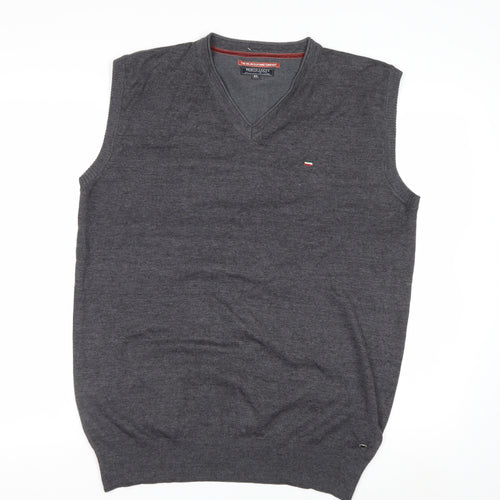 Berto Lucci Men's Grey Cotton Knit Sleeveless V-Neck Vest XL