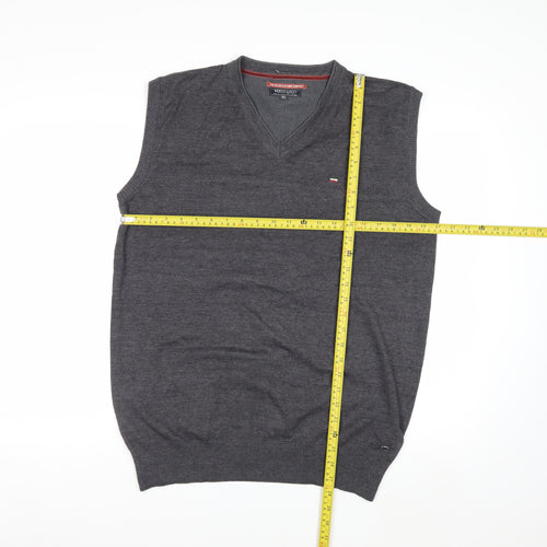 Berto Lucci Men's Grey Cotton Knit Sleeveless V-Neck Vest XL