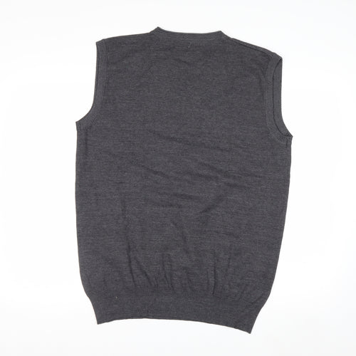 Berto Lucci Men's Grey Cotton Knit Sleeveless V-Neck Vest XL
