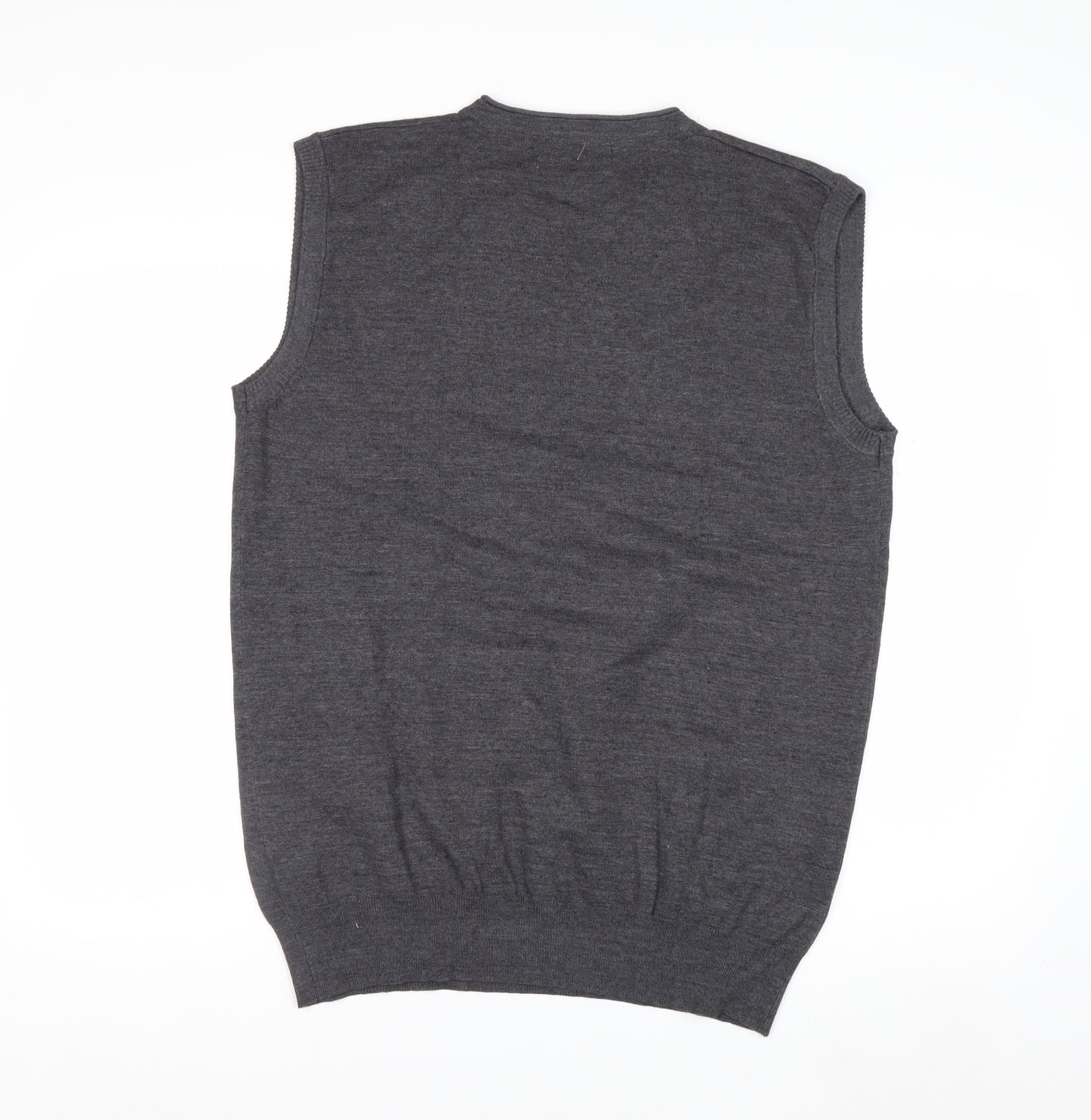 Berto Lucci Men's Grey Cotton Knit Sleeveless V-Neck Vest XL