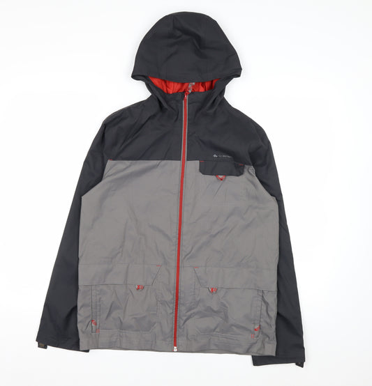 Decathlon Boys Grey Hooded Rain Coat Waterproof Jacket 14 Years