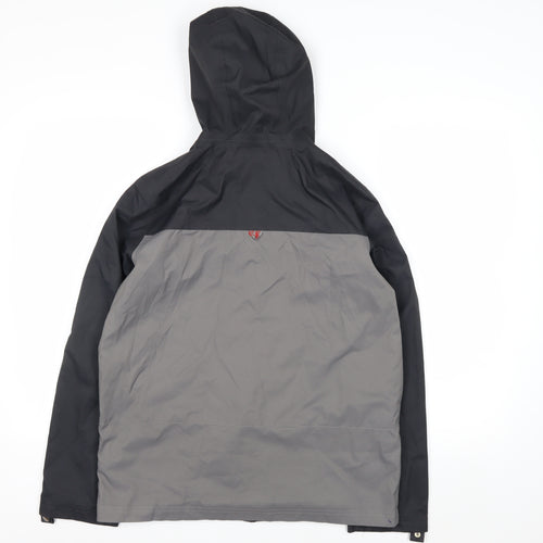 Decathlon Boys Grey Hooded Rain Coat Waterproof Jacket 14 Years