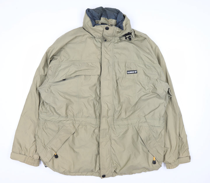 Scanda Men's Beige XL Hooded Parka Jacket Waterproof Windproof Outdoor