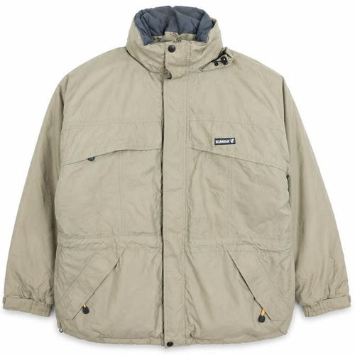 Scanda Men's Beige XL Hooded Parka Jacket Waterproof Windproof Outdoor