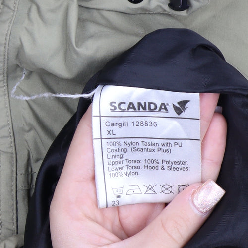 Scanda Men's Beige XL Hooded Parka Jacket Waterproof Windproof Outdoor