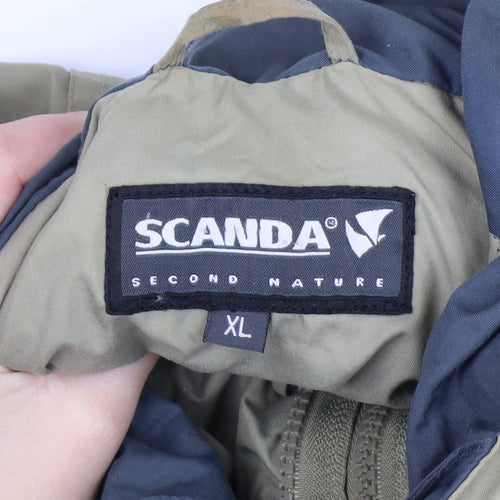 Scanda Men's Beige XL Hooded Parka Jacket Waterproof Windproof Outdoor
