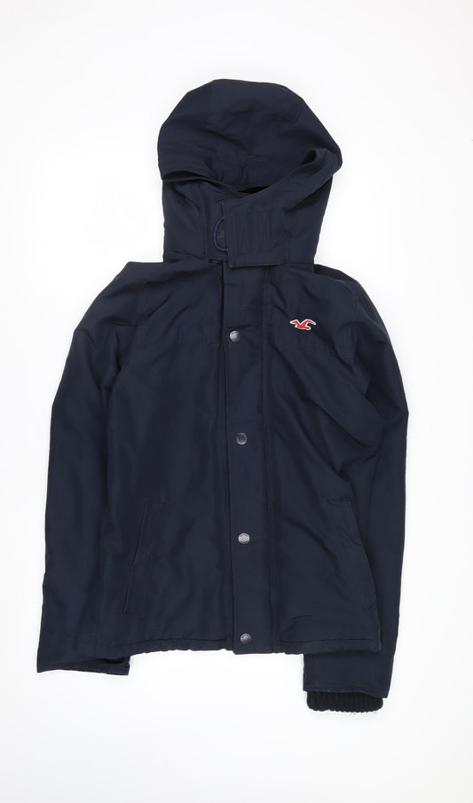 Hollister Men’s Blue All-Weather Hooded Parka Jacket Size M