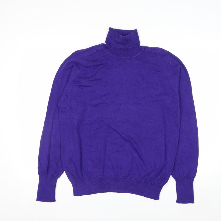 Talbots Women's Purple Roll Neck Cotton Jumper Size L