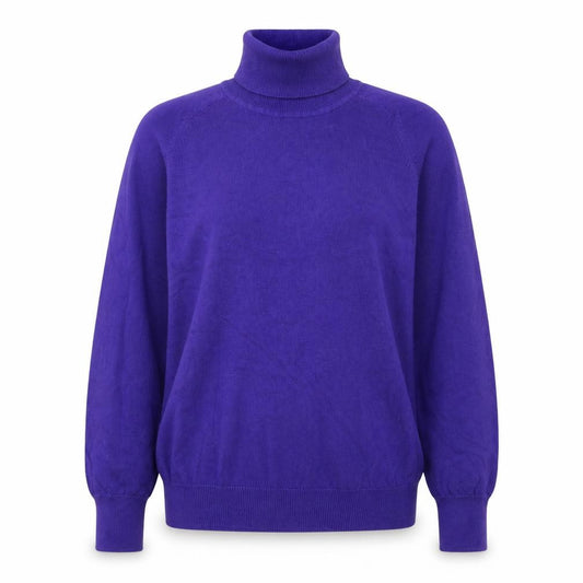 Front view of Talbots Women's Purple Roll Neck Cotton Jumper, size L