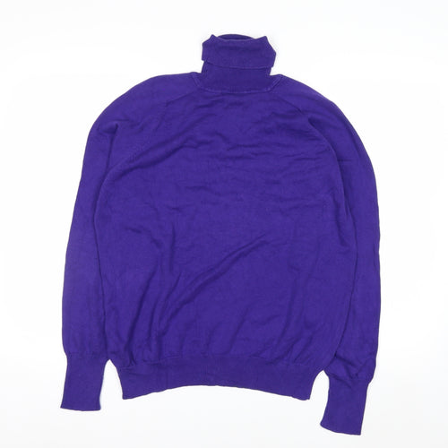 Talbots Women's Purple Roll Neck Cotton Jumper Size L