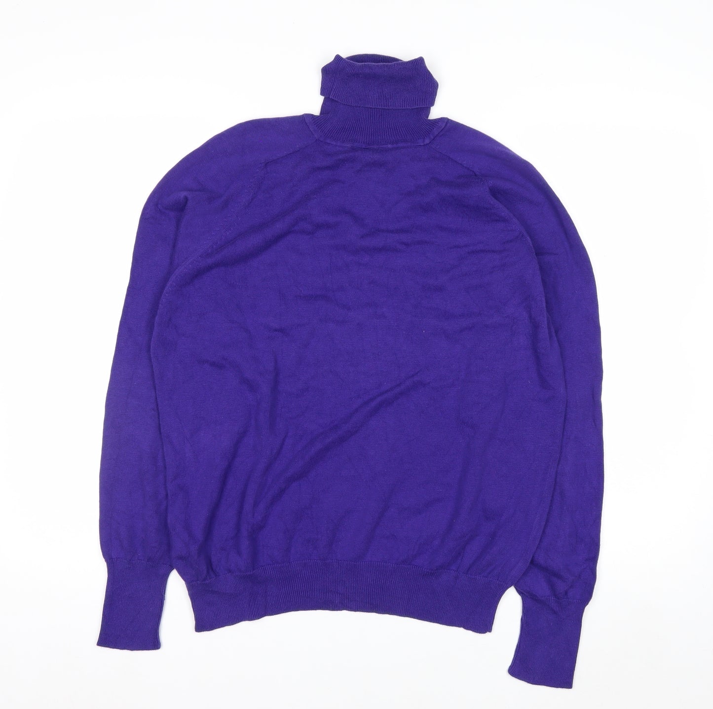 Talbots Women's Purple Roll Neck Cotton Jumper Size L