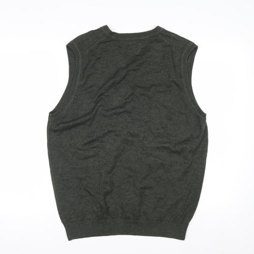 Van Heusen Men's Green V-Neck Sleeveless Cotton Knit Vest M