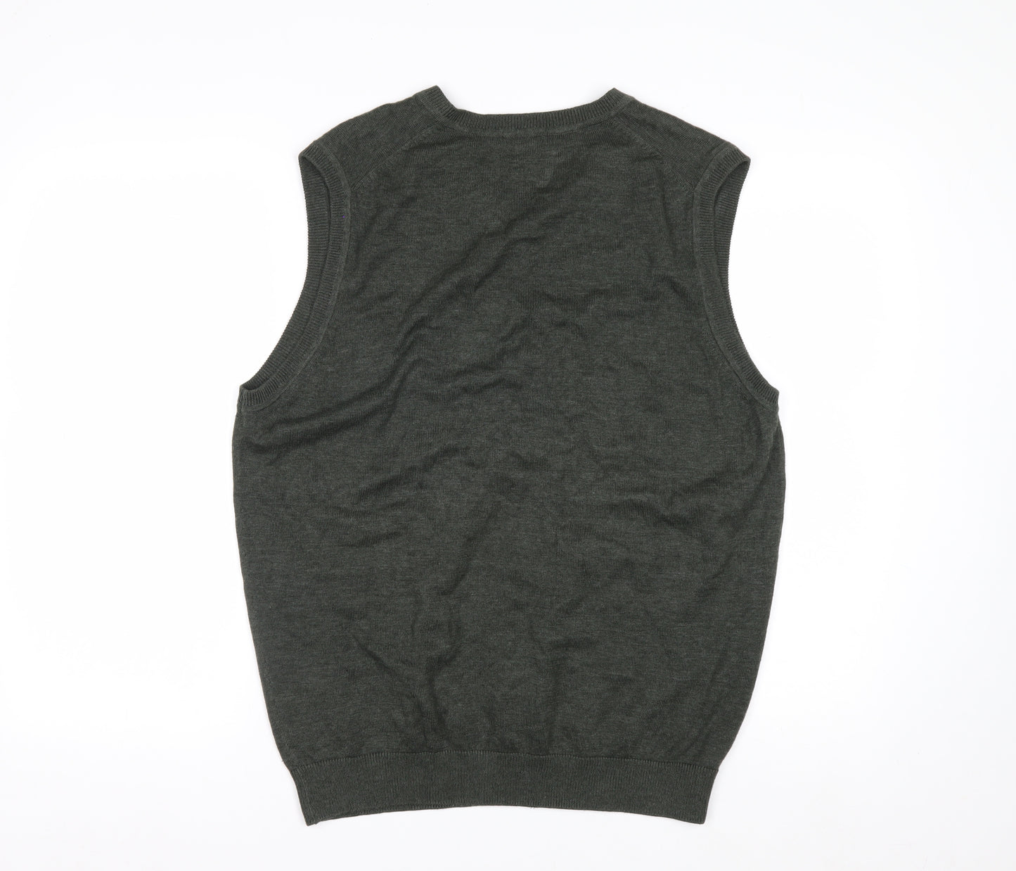 Van Heusen Men's Green V-Neck Sleeveless Cotton Knit Vest M