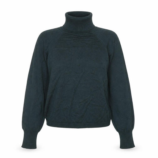 Front view of Talbots Women’s Green Roll Neck Cotton Petite Jumper, size S