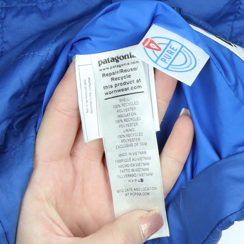 Patagonia Boys Blue 10 Years Puffer Jacket Full Zip Insulated Winter Coat