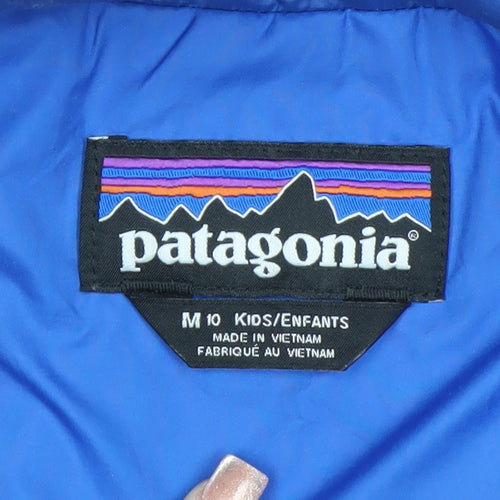 Patagonia Boys Blue 10 Years Puffer Jacket Full Zip Insulated Winter Coat