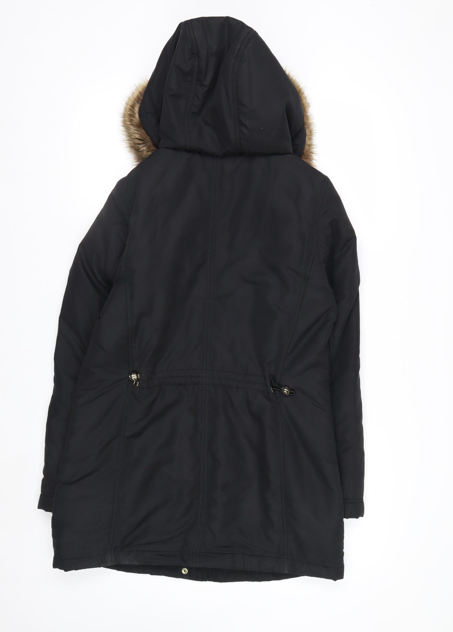 Marks and Spencer Women’s Black Fur Trim Hooded Parka Coat Size 8