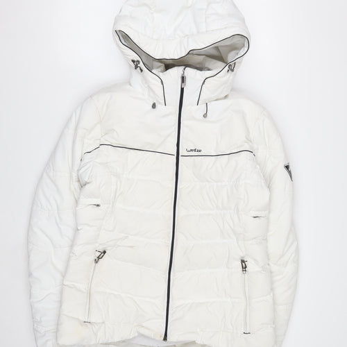 Wedze Women's White Ski Jacket Size 14 Insulated Waterproof Hooded