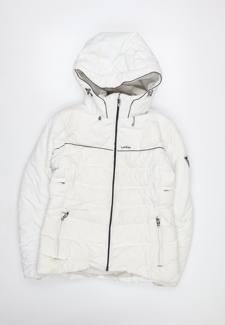 Wedze Women's White Ski Jacket Size 14 Insulated Waterproof Hooded