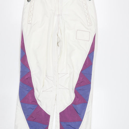 Chervò Womens White 80s Ski Snow Pants Size 10 Retro Geometric