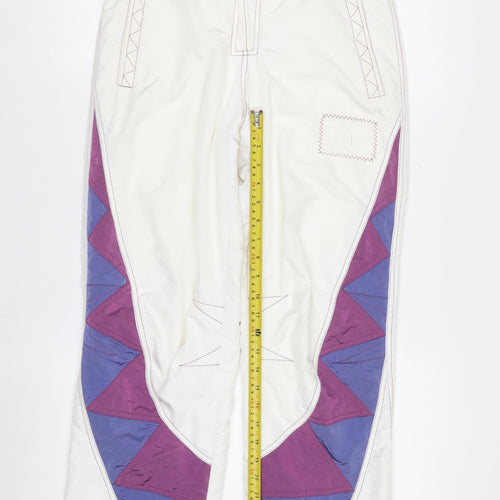 Chervò Womens White 80s Ski Snow Pants Size 10 Retro Geometric