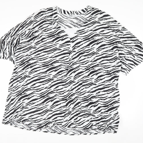 Yours Womens Black White Zebra Print Viscose T-Shirt Size 22