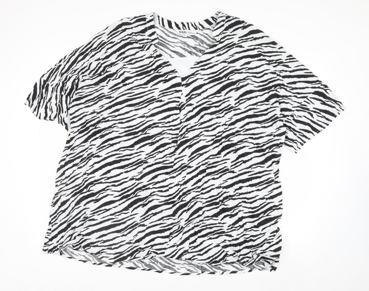 Yours Womens Black White Zebra Print Viscose T-Shirt Size 22