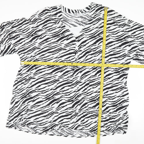 Yours Womens Black White Zebra Print Viscose T-Shirt Size 22